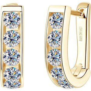 Square Hoop Earrings for Women Diamond U-Shaped Earrings